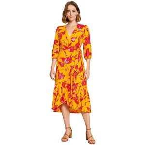 Color Me Courtney Eleanor Wrap Dress in Yellow Orchid bloom Size M